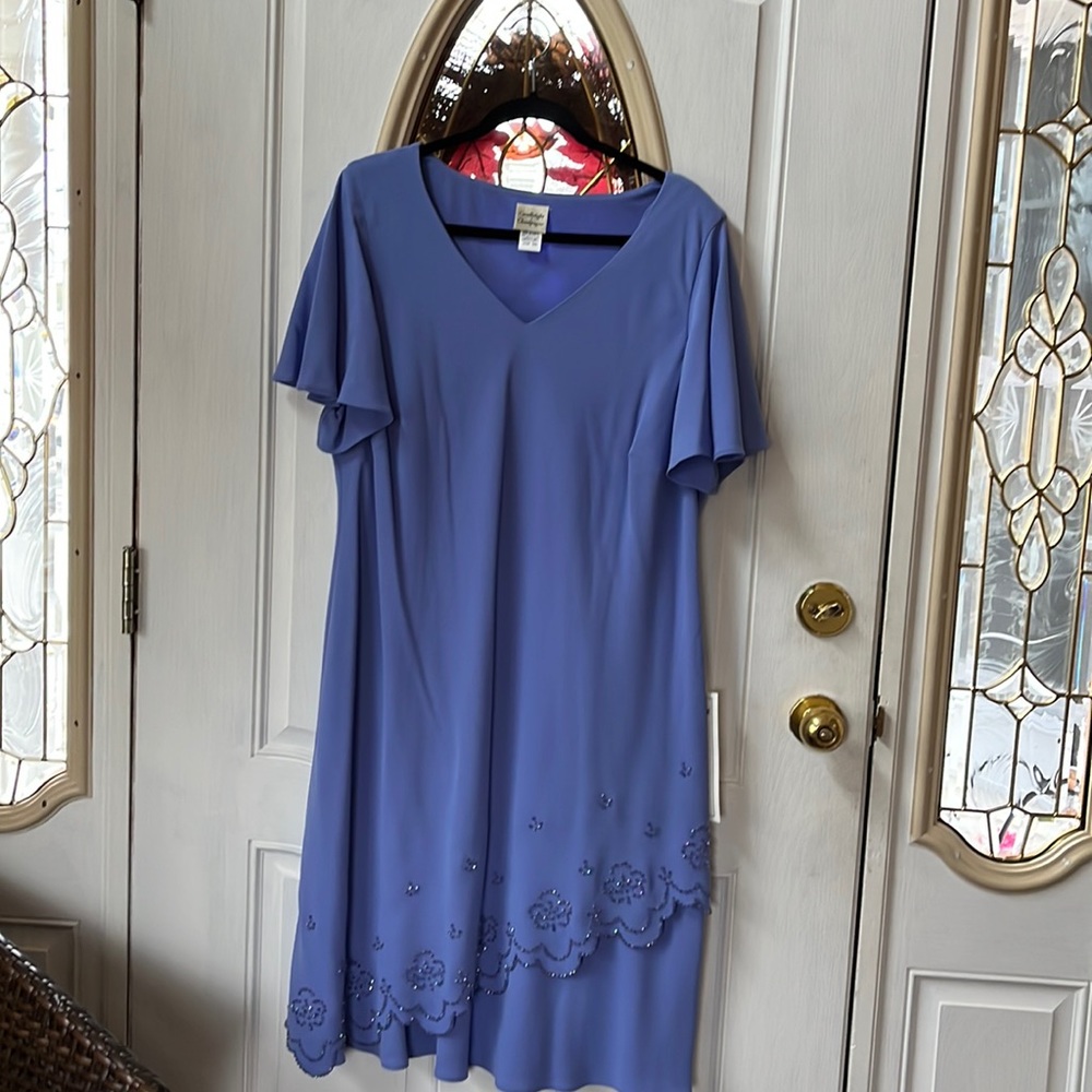 Candlelight & Champagne Blue Dress, with beading,  Size 22W. New with tag.